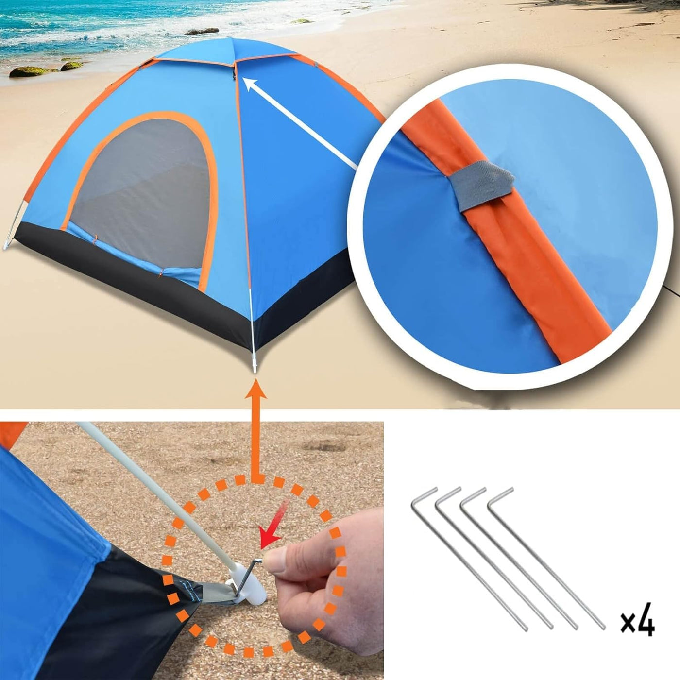 2-Person Pop Up Tent, Waterproof, Windproof & UV-Resistant Instant Camping Tent