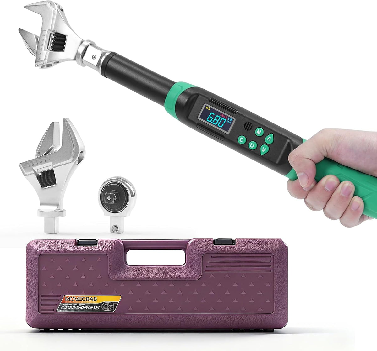 Digital Torque Wrench 6.8-135Nm Interchangeable Heads Precision Torque Spanner Tool