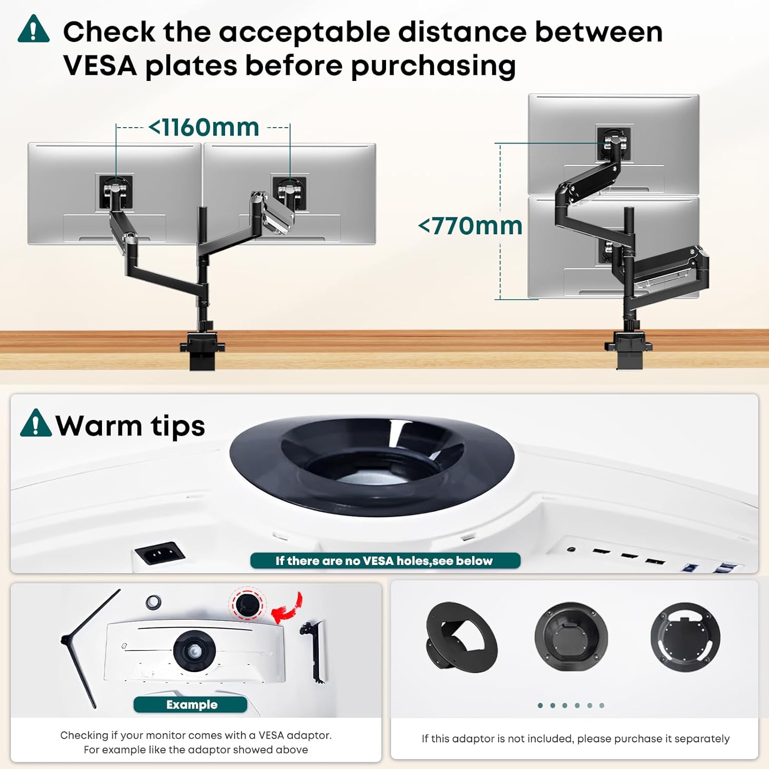 Dual Monitor Arm 24-57 Inch Heavy Duty 27kg VESA 200 Ultrawide Stacked Display