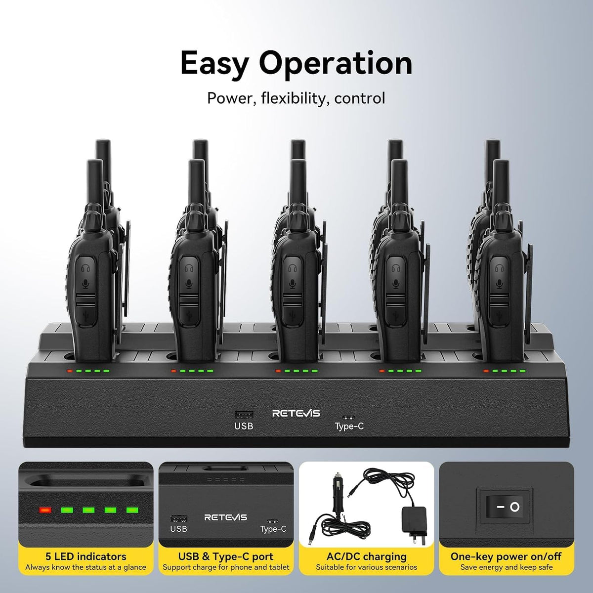 Walkie Talkies H777 Two Way Radios PMR446 with 10 Way Multi Charger Retevis