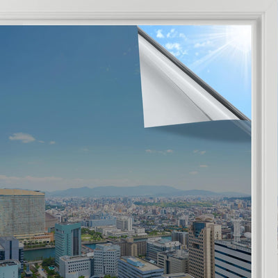 Home Window Privacy Film One Way Mirror 75x400cm Silver Heat Control Adhesive