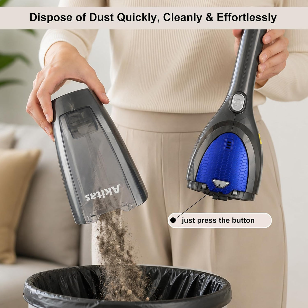 Cordless Vacuum Cleaner 2 in 1 Stick Handheld Auto Dock Pet Hair Akitas U10