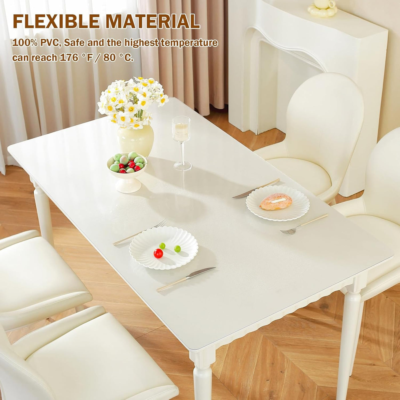 Clear Table Protector 90x160cm PVC Waterproof 1.5mm Desk Cover Royhom