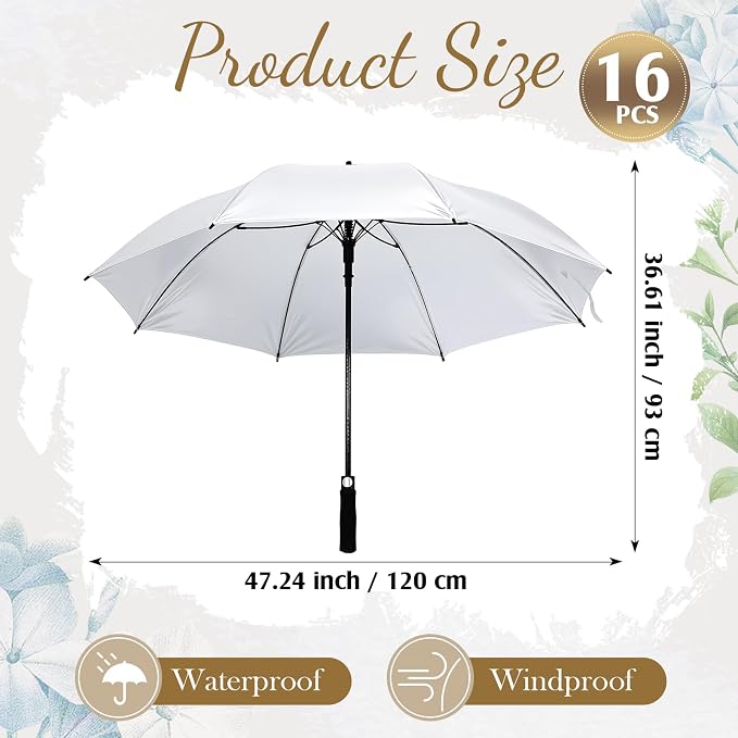 White Wedding Umbrellas 54 Inch Extra Large Bride Groom 16 Pack Weewooday