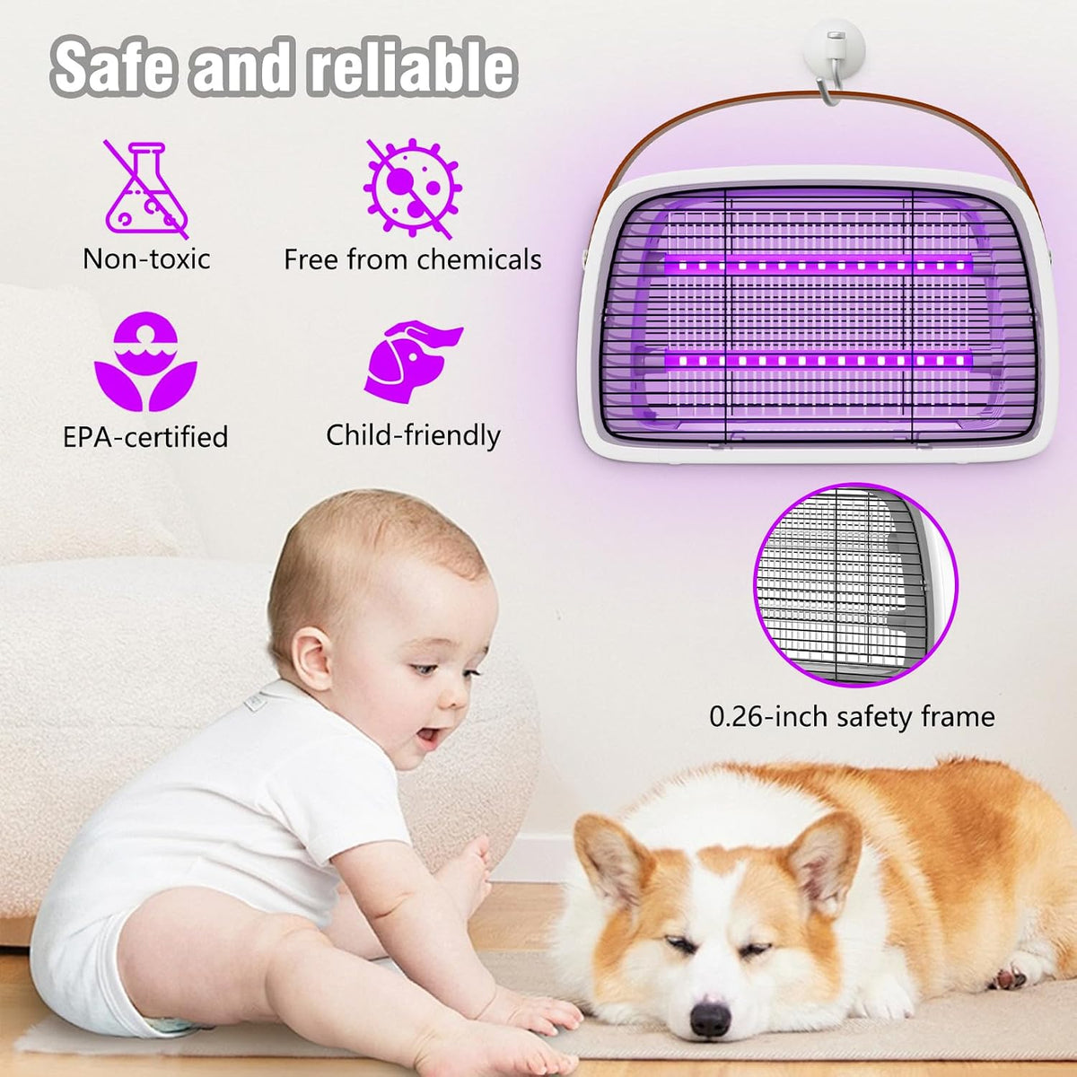 Electric Fly Zapper 3800V Indoor Insect Killer Mosquito Trap LED Fly Catcher