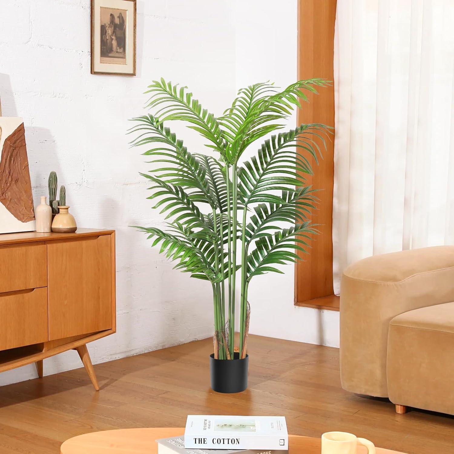 Artificial Areca Palm Plant 120CM Tall Fake Palm Tree with 12 Trunks - Massive Discounts