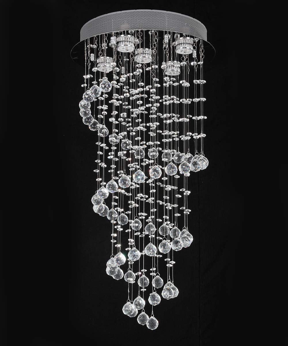 Crystal Chandelier 40x90cm K9 Raindrop Spiral Chrome Ceiling Pendant Light