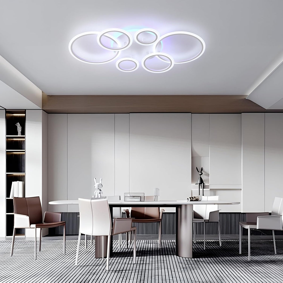 LED Ceiling Light 70W Dimmable Remote 6 Ring Flush Mount Modern Ceiling Lamp Home