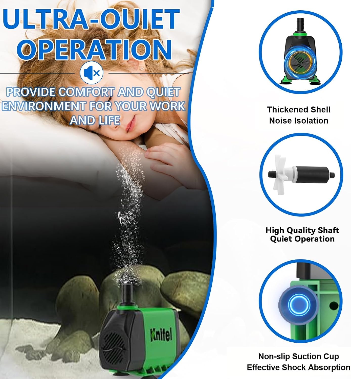 Submersible Pump 2500L/H 45W for Fountains and Aquariums Knifel