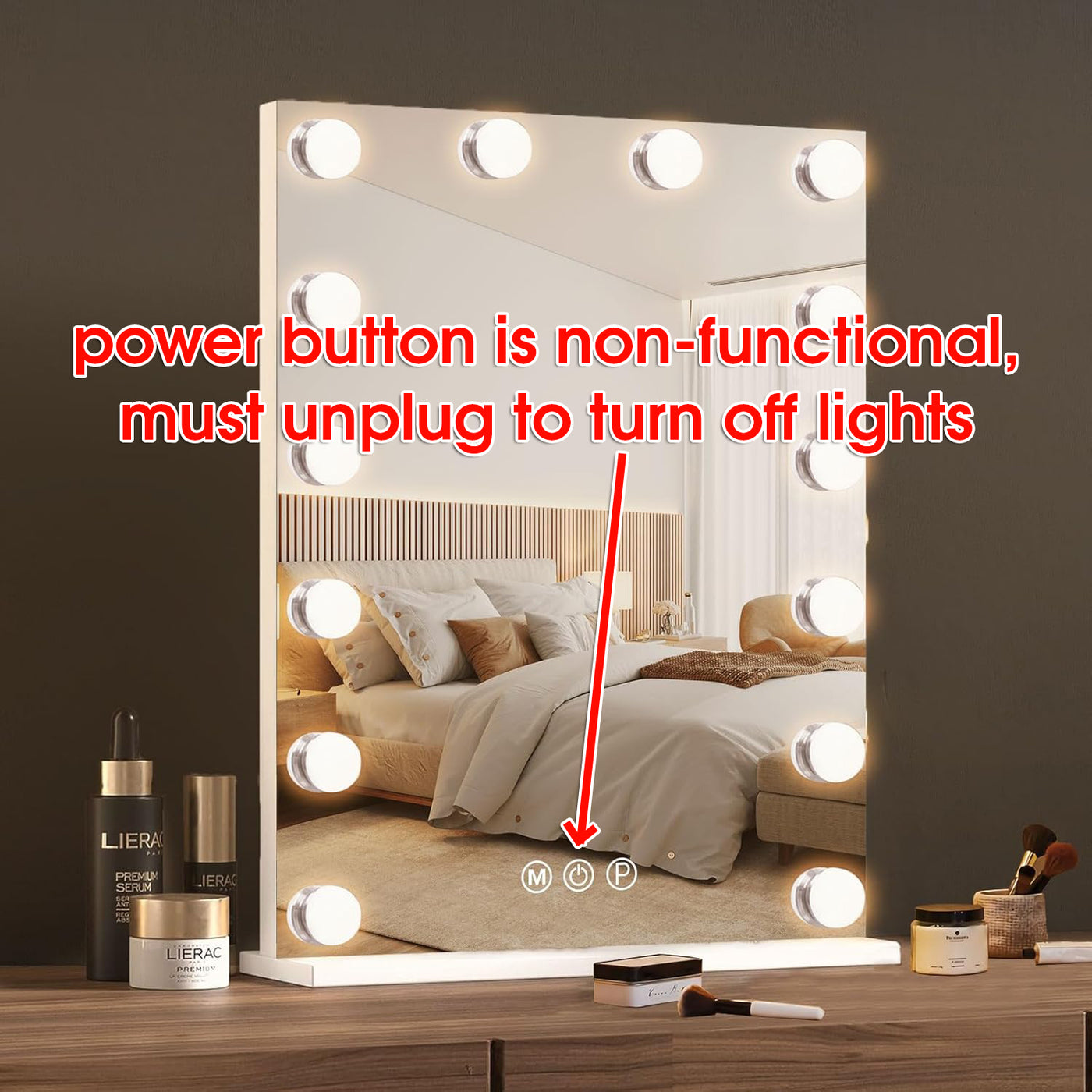 Hollywood Vanity Mirror w/ Lights, 14 Dimmable LEDs, 3 Colors, Tabletop & Wall - Massive Discounts