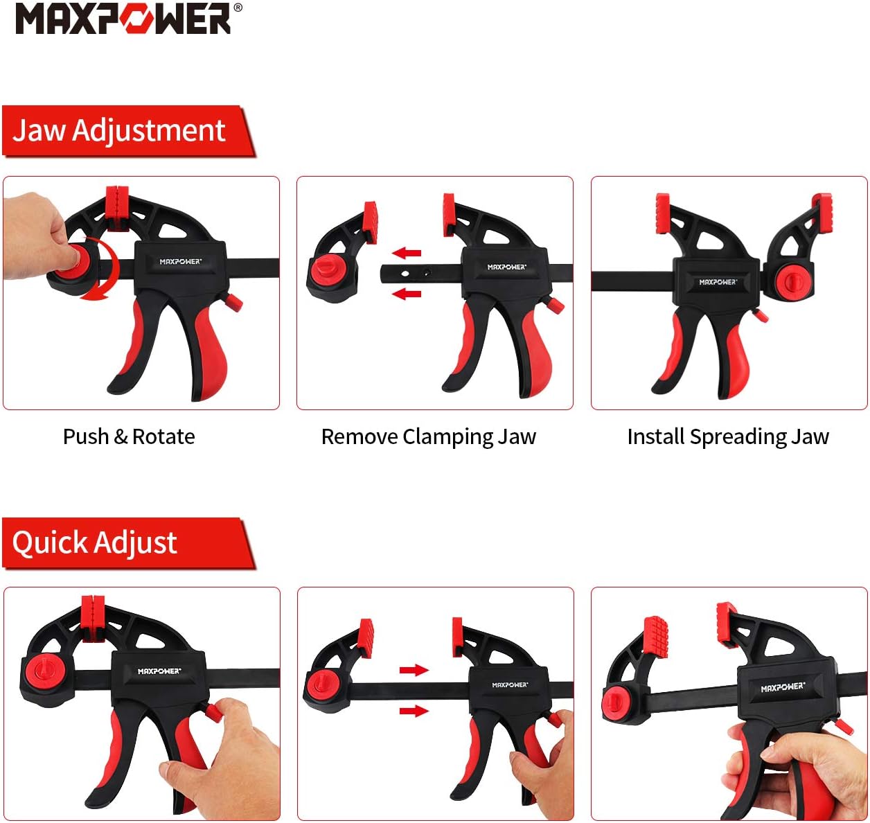 Bar Clamps Set 4PCS Quick Grip Ratchet F Clamp Spreader MAXPOWER