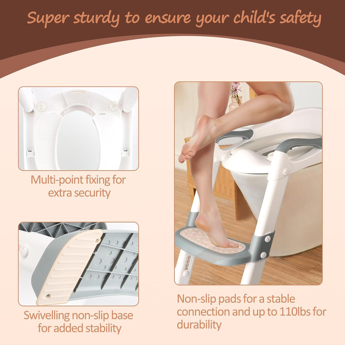 Kids Toilet Training Seat with Steps 2 in 1 Non Slip Splash Guard talifoca Potty