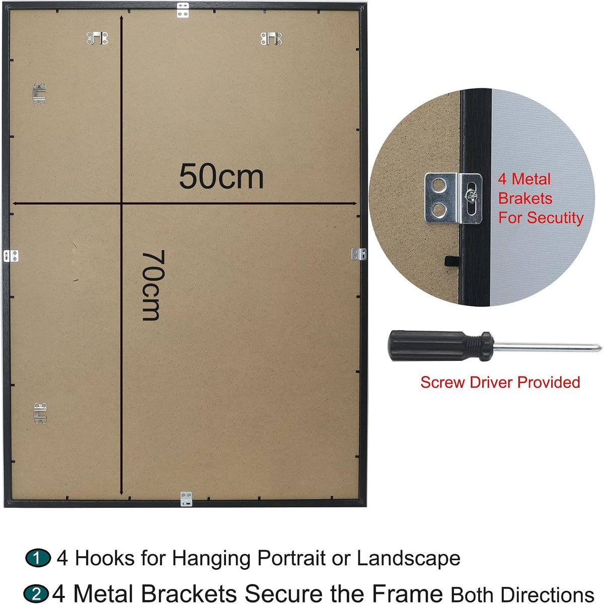 Picture Frames 50x70cm Black 3 Pack with Mount for 40x60cm Photos YiPinYin Frames