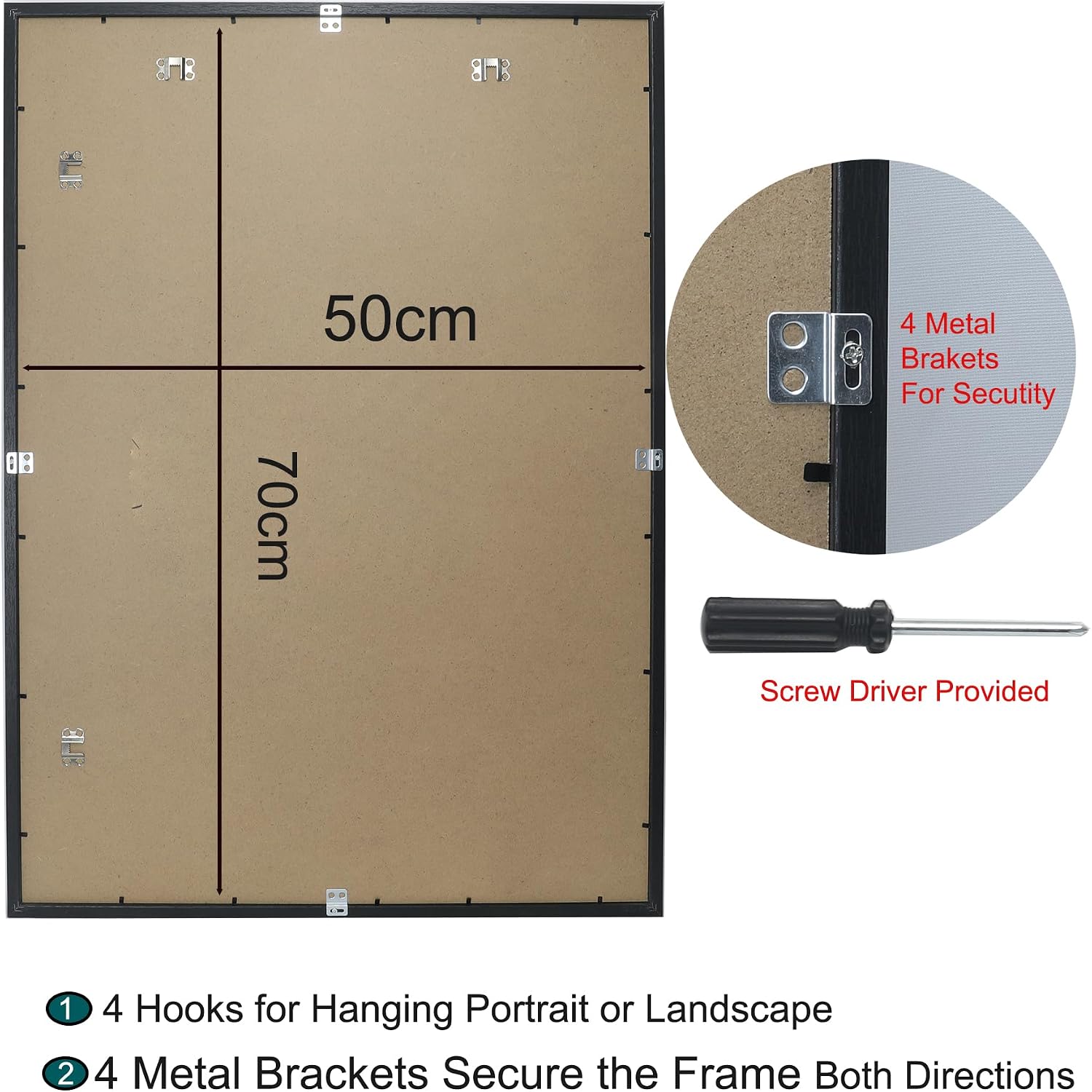 Picture Frames 50x70cm Black 3 Pack with Mount for 40x60cm Photos YiPinYin Frames
