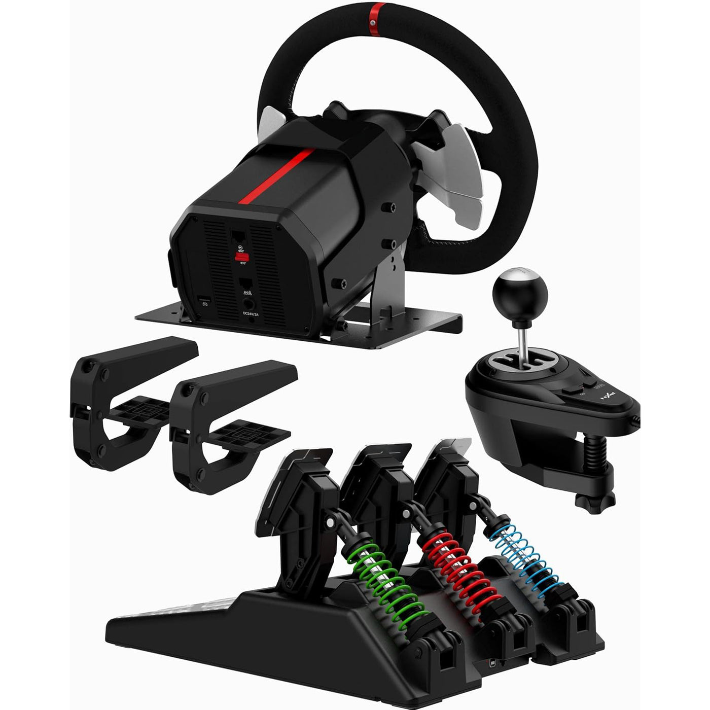 PXN V10 Force Feedback Gaming Steering Wheel w/ Pedals & Shifter for PC/PS4/Xbox