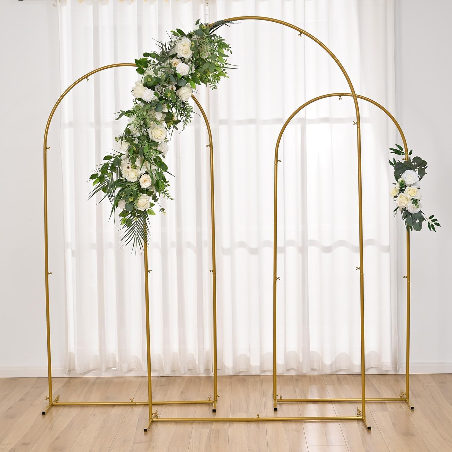 VINCIGANT Set of 3 Gold Wedding Arch Backdrop Stand, Balloon Frame Party Decor
