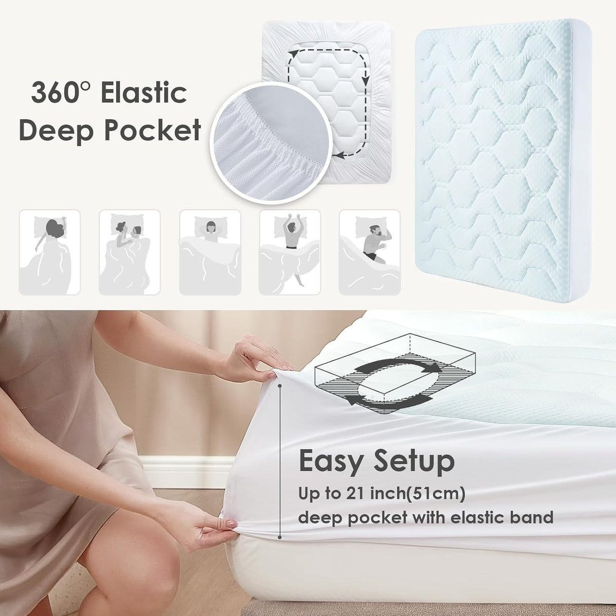 Memory Foam Mattress Topper Single 90x190x3cm White Bed Topper EHEYCIGA Comfort