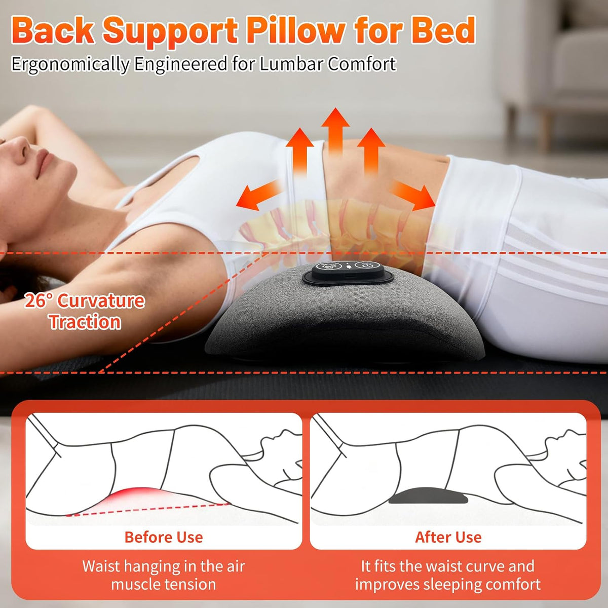 Back Massager 3 in 1 Neck Lower Back Therapy Heat Pain Relief Grey TheraBack