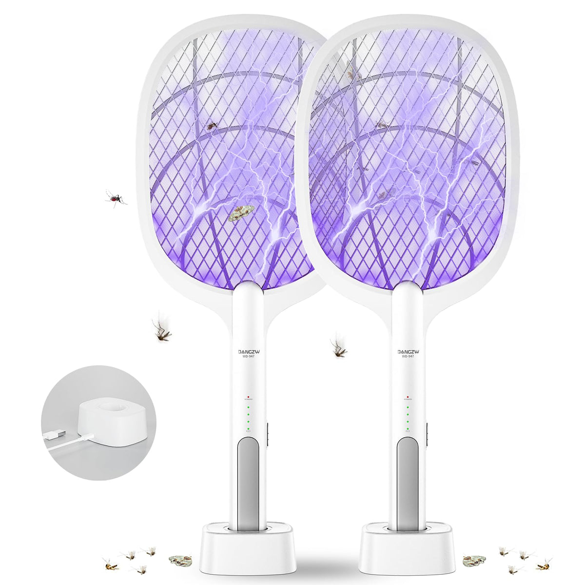 Electric Fly Zapper 4000V Rechargeable UV Light Insect Killer Trap DANGZW Indoor