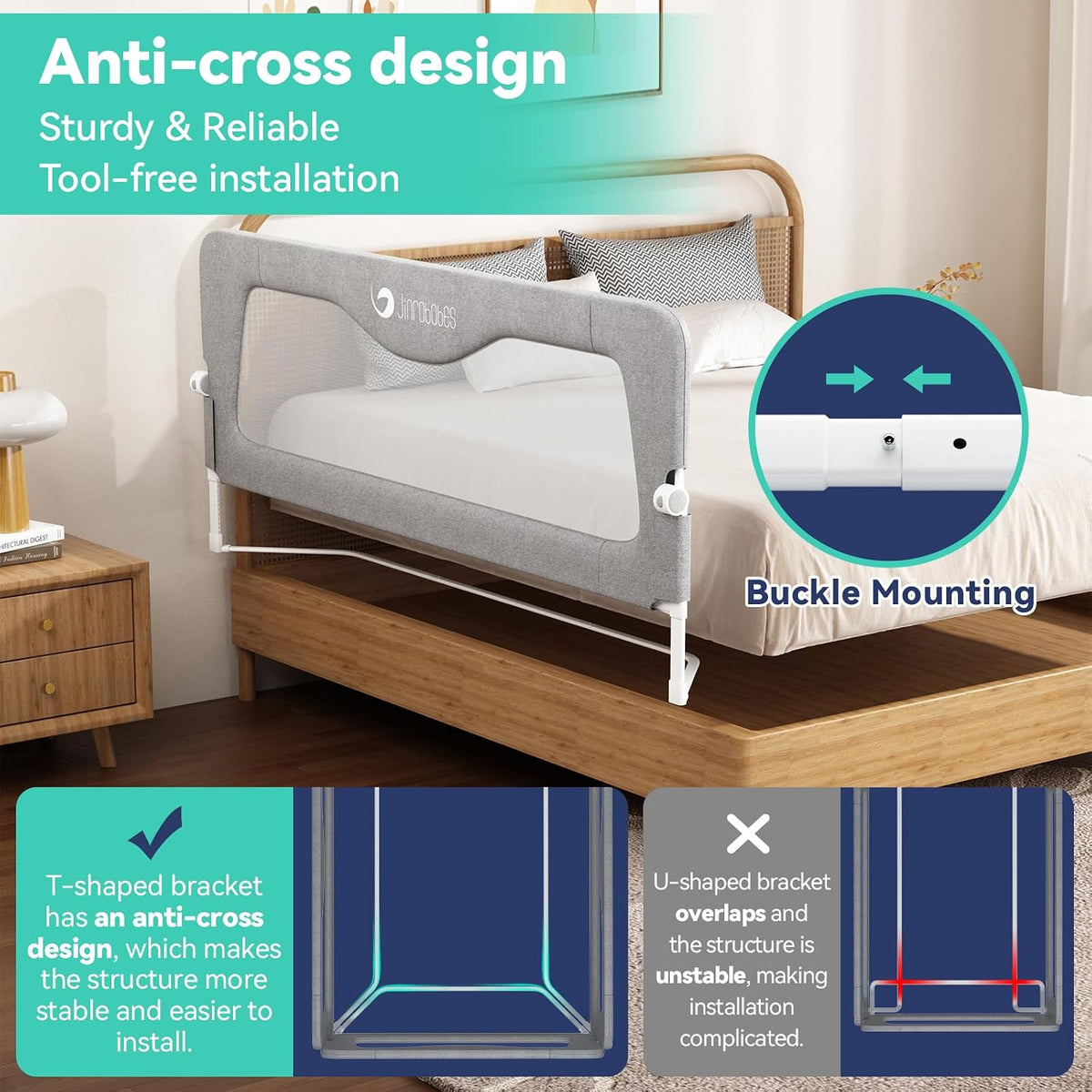 Toddler Bed Rail 200cm Extra Long Foldable Adjustable Height Safety Guard Bedrail