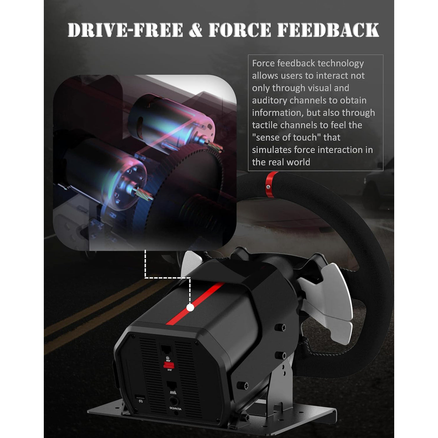 PXN V10 Force Feedback Gaming Steering Wheel w/ Pedals & Shifter for PC/PS4/Xbox