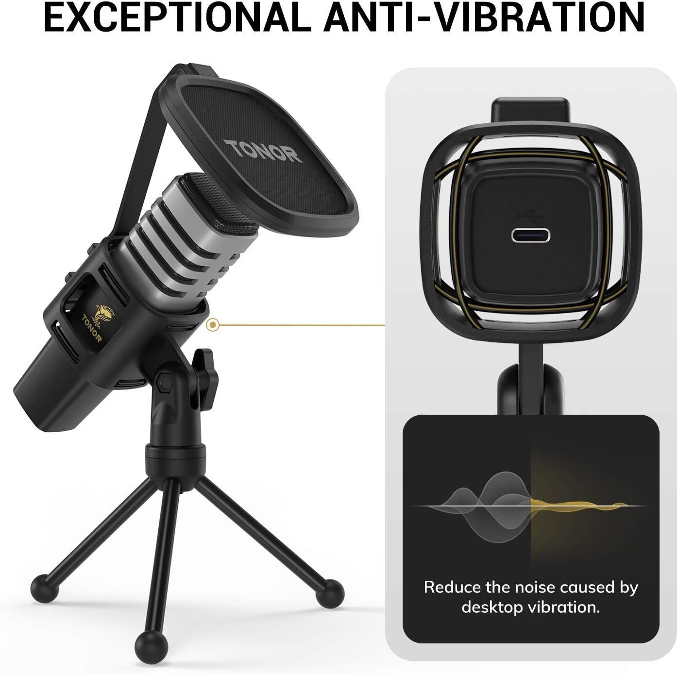 USB Microphone RGB Cardioid Condenser Gaming Podcast PC Mic TONOR Desktop