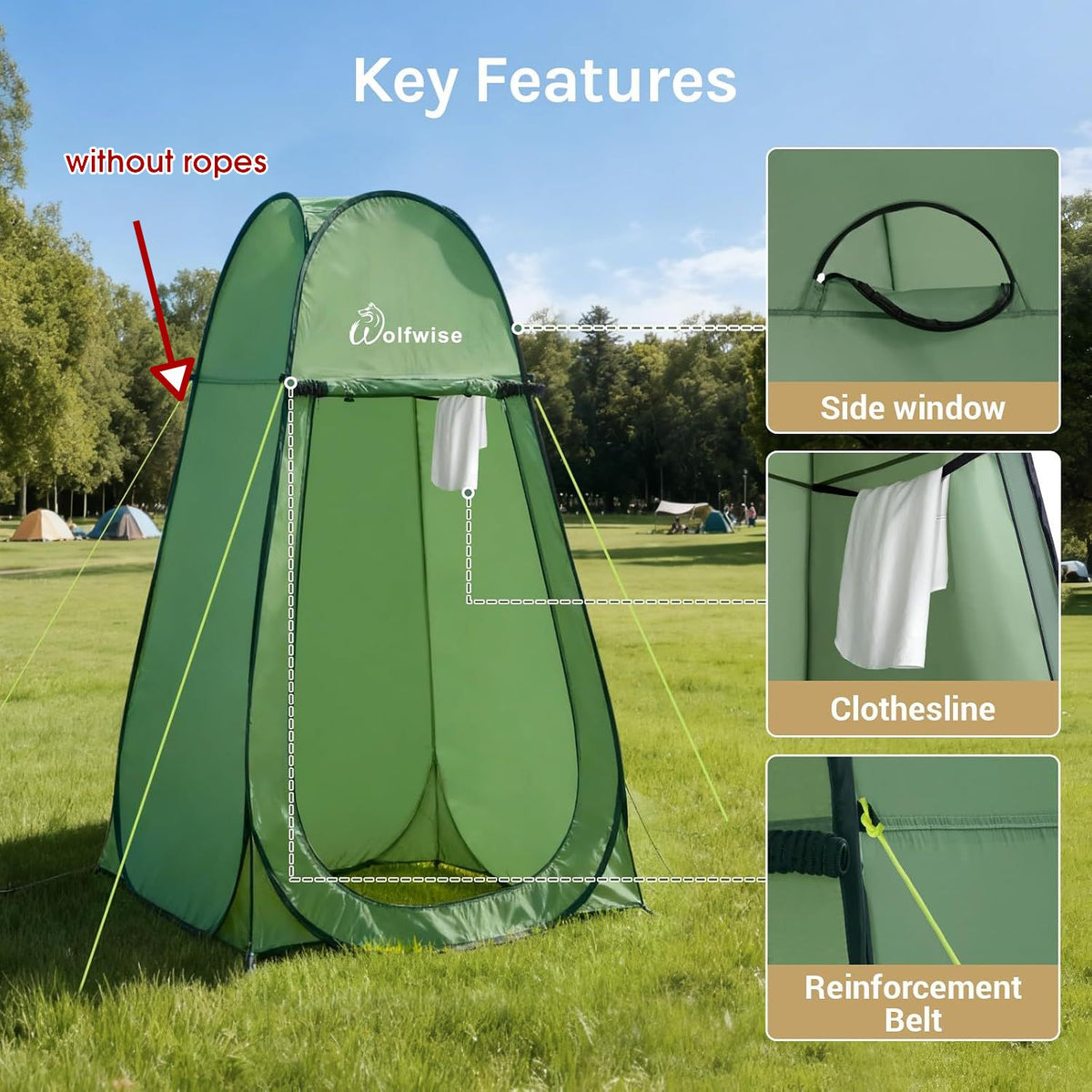 Pop Up Camping Toilet Shower Tent Waterproof Privacy Portable Room WolfWise