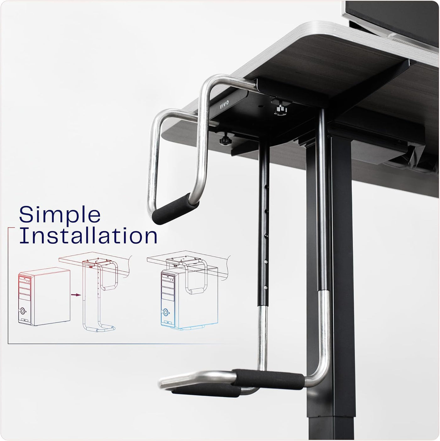 Under Desk PC Mount Heavy Duty Adjustable Computer Case Holder 66lbs VIVO