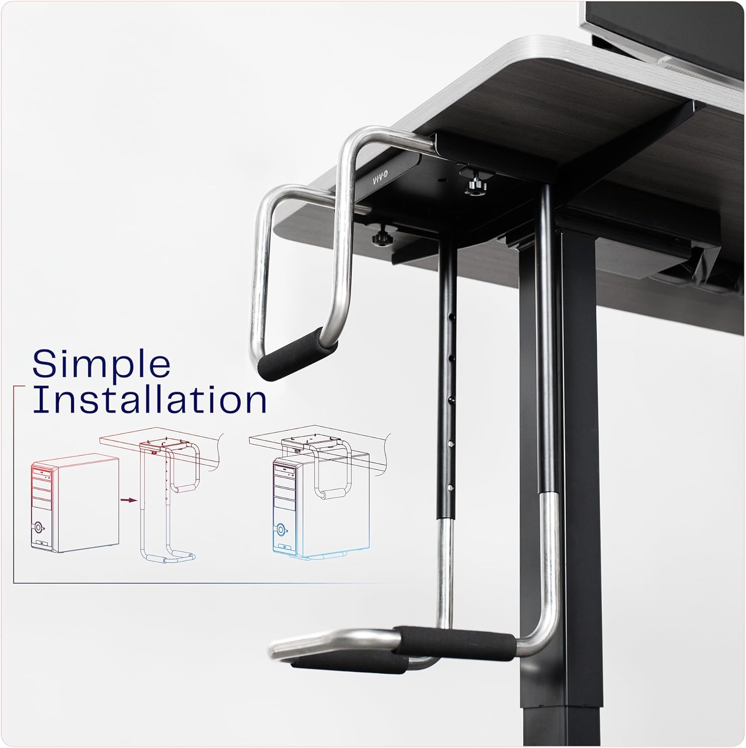 Under Desk PC Mount Heavy Duty Adjustable Computer Case Holder 66lbs VIVO