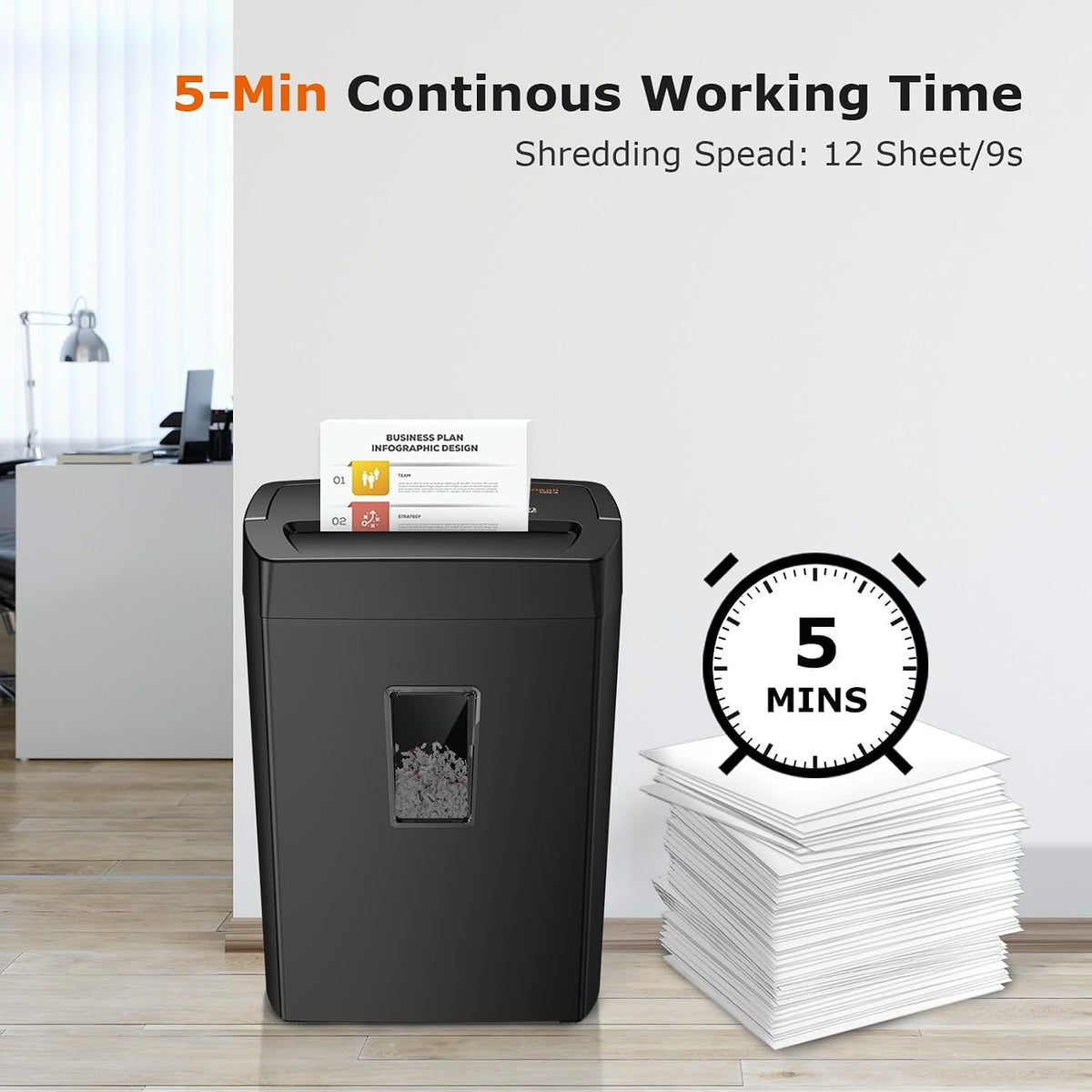 Paper Shredder 12 Sheet Cross Cut Heavy Duty Home Office Document Bonsaii