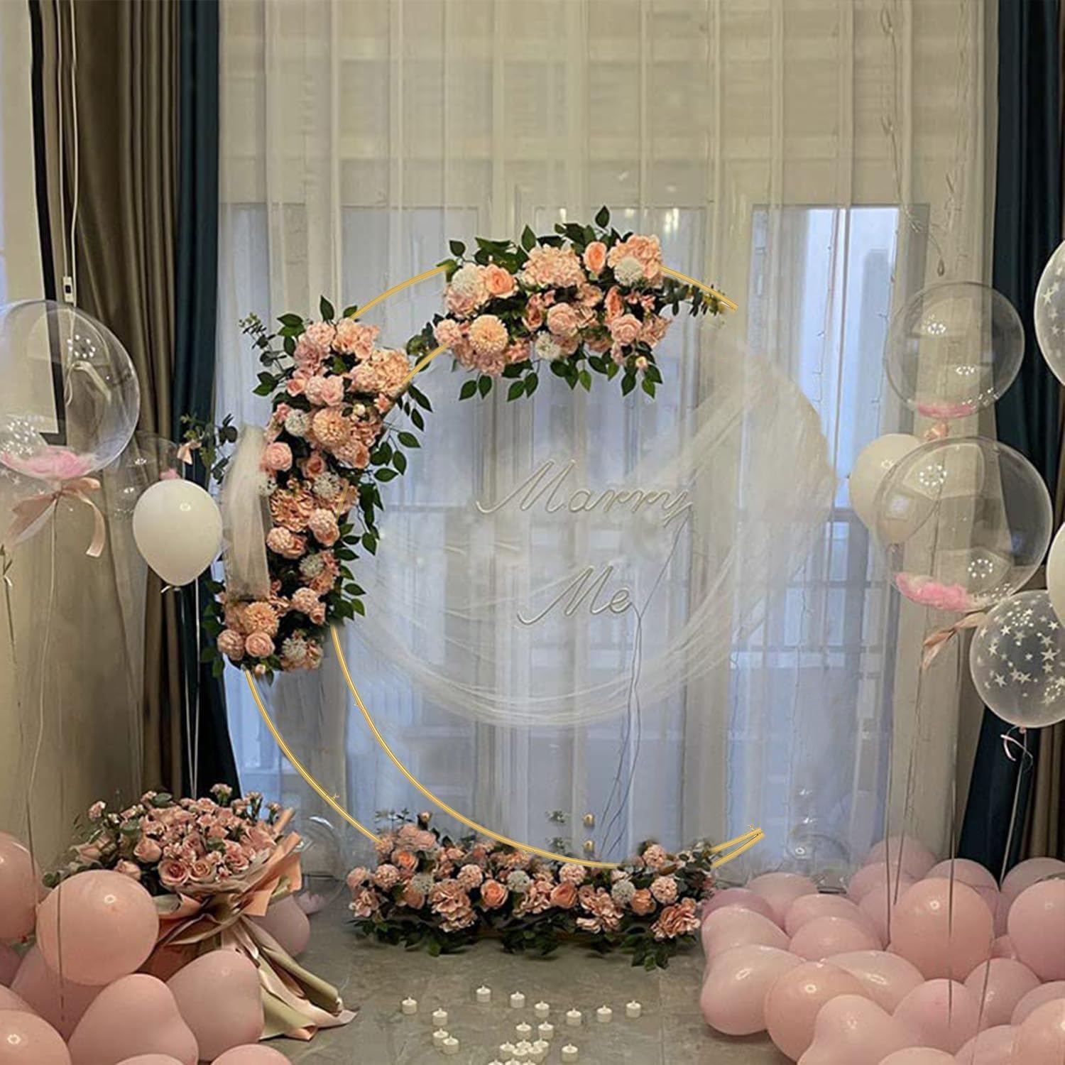 Wedding Arch Stand 2.1m Gold Balloon Backdrop Frame Curved Metal