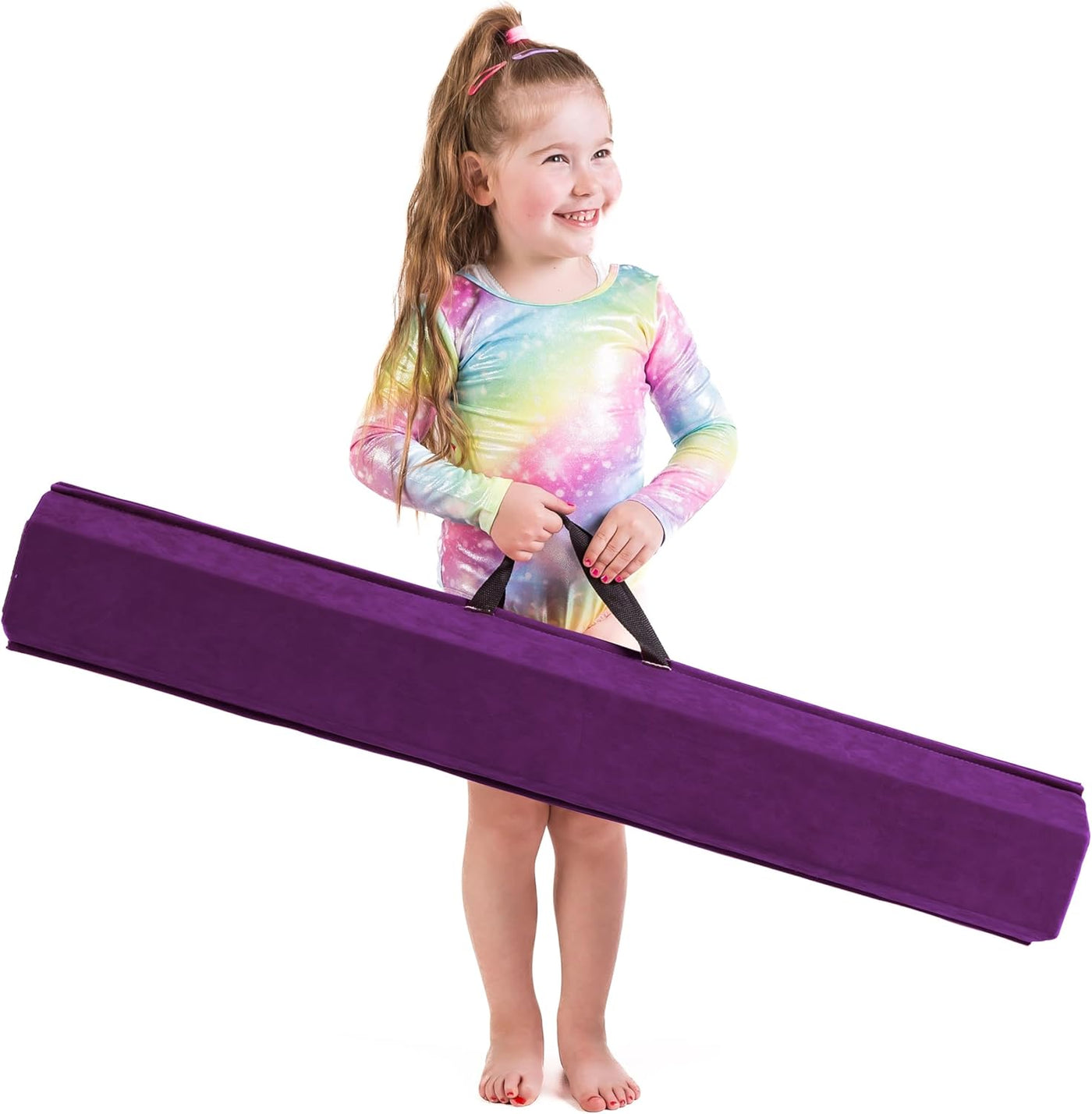 Gymnastics Balance Beam for Kids 240cm Folding EVA Foam Purple Home Training
