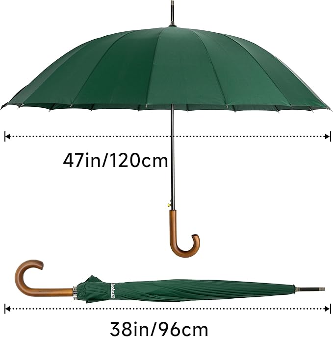 Golf Umbrella Windproof 16 Ribs J Handle Stick Umbrella Becko Black Blue Green