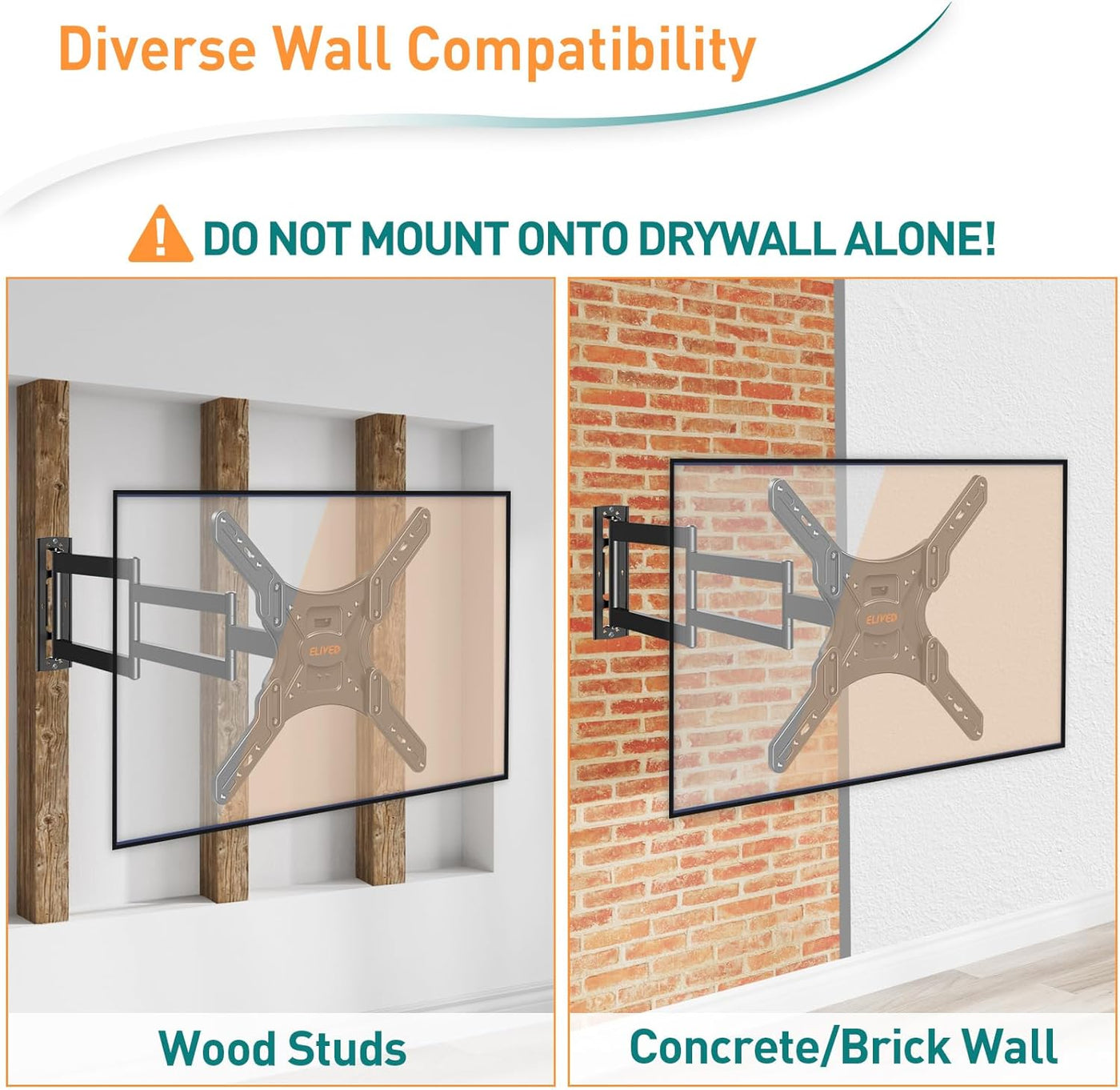 Long Reach TV Wall Bracket 26-60 Inch Full Motion Mount ELIVED