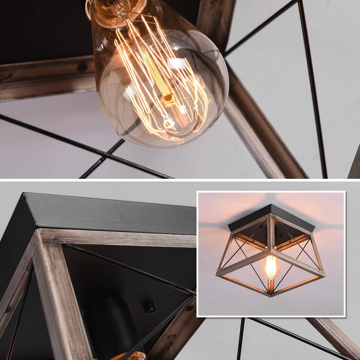 Industrial Flush Mount Ceiling Light Bronze Farmhouse 1 Light Fixture Ganeed