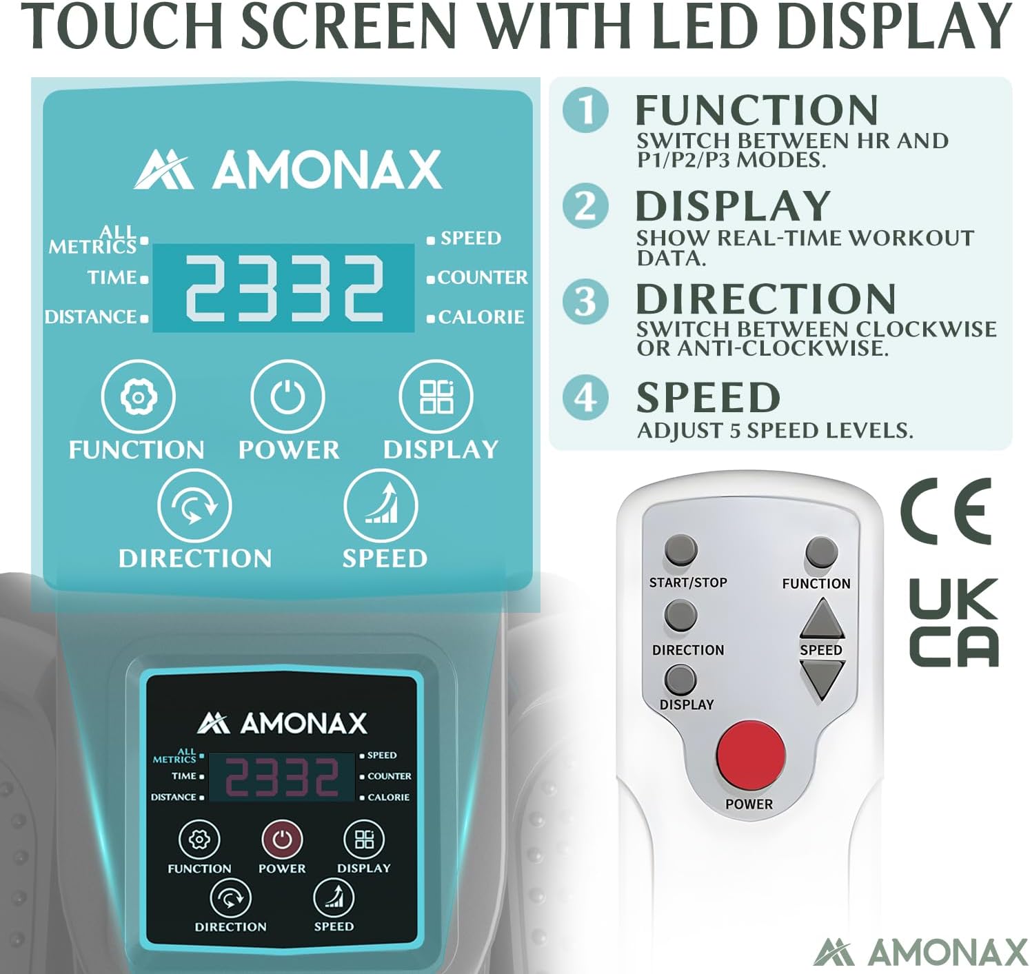 Amonax Electric Pedal Exerciser, Under Desk Mini Cycle Trainer for Home Use