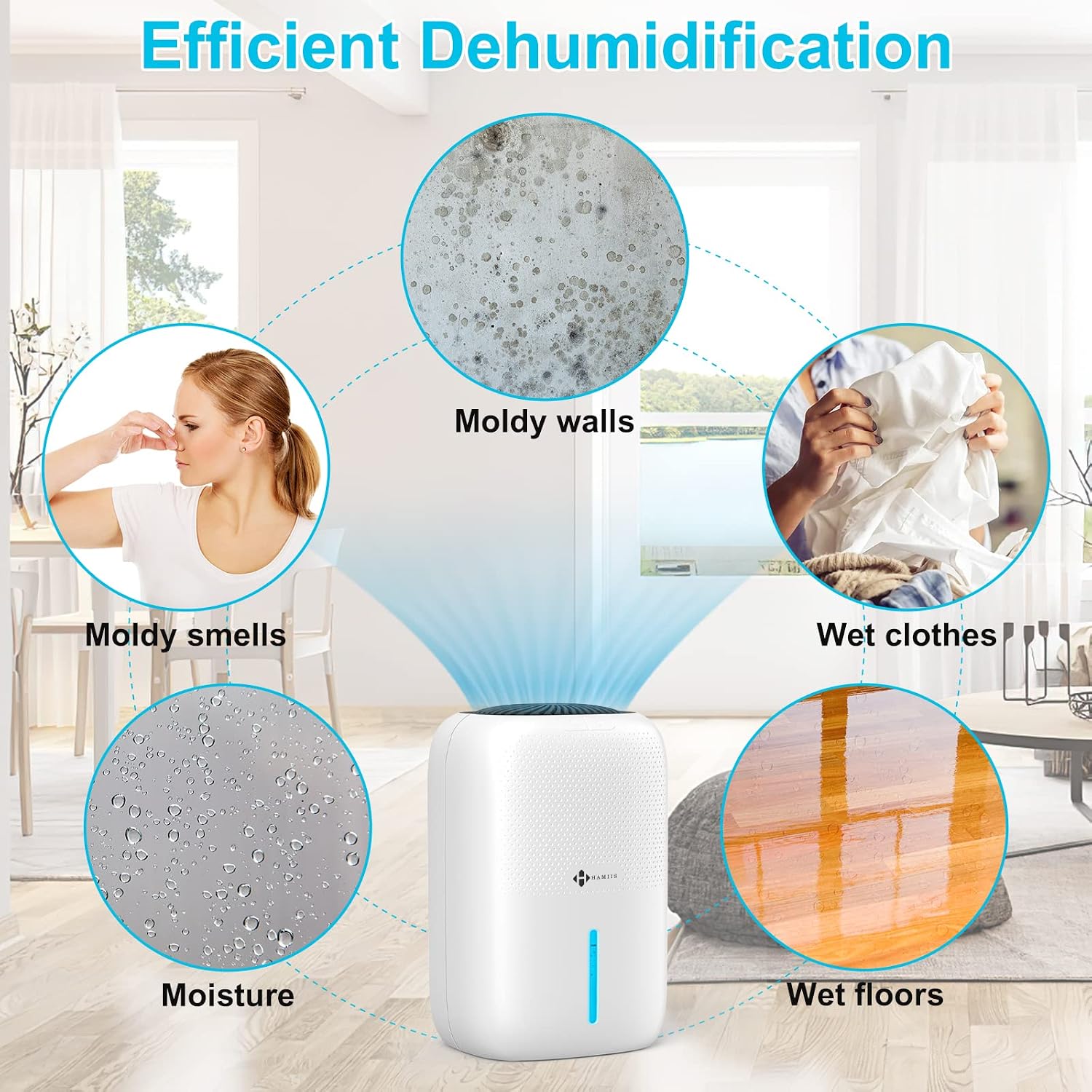 Dehumidifier 1000ml Auto Shut Off 7 Colour Night Light Home Moisture Absorber