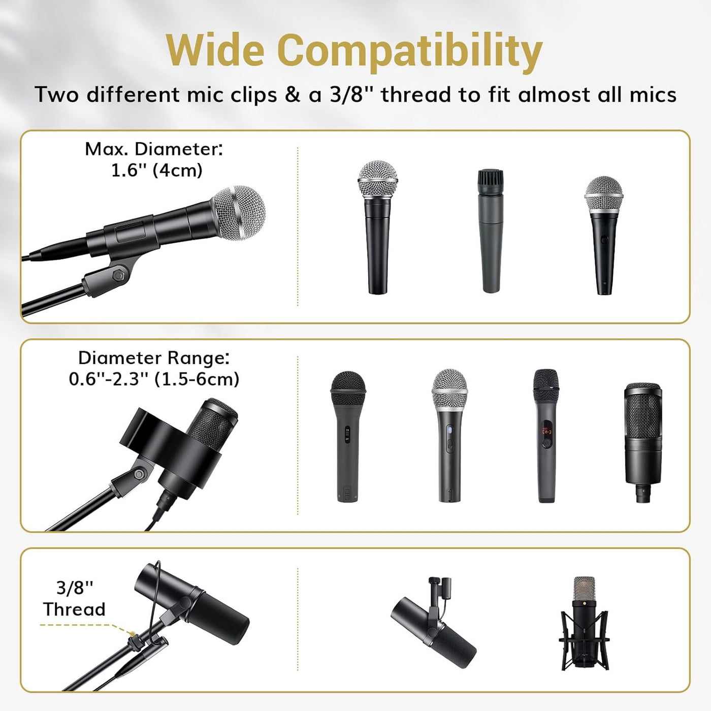 Microphone Stand Tripod Boom Arm Tablet Phone Holder Adjustable TONOR Floor