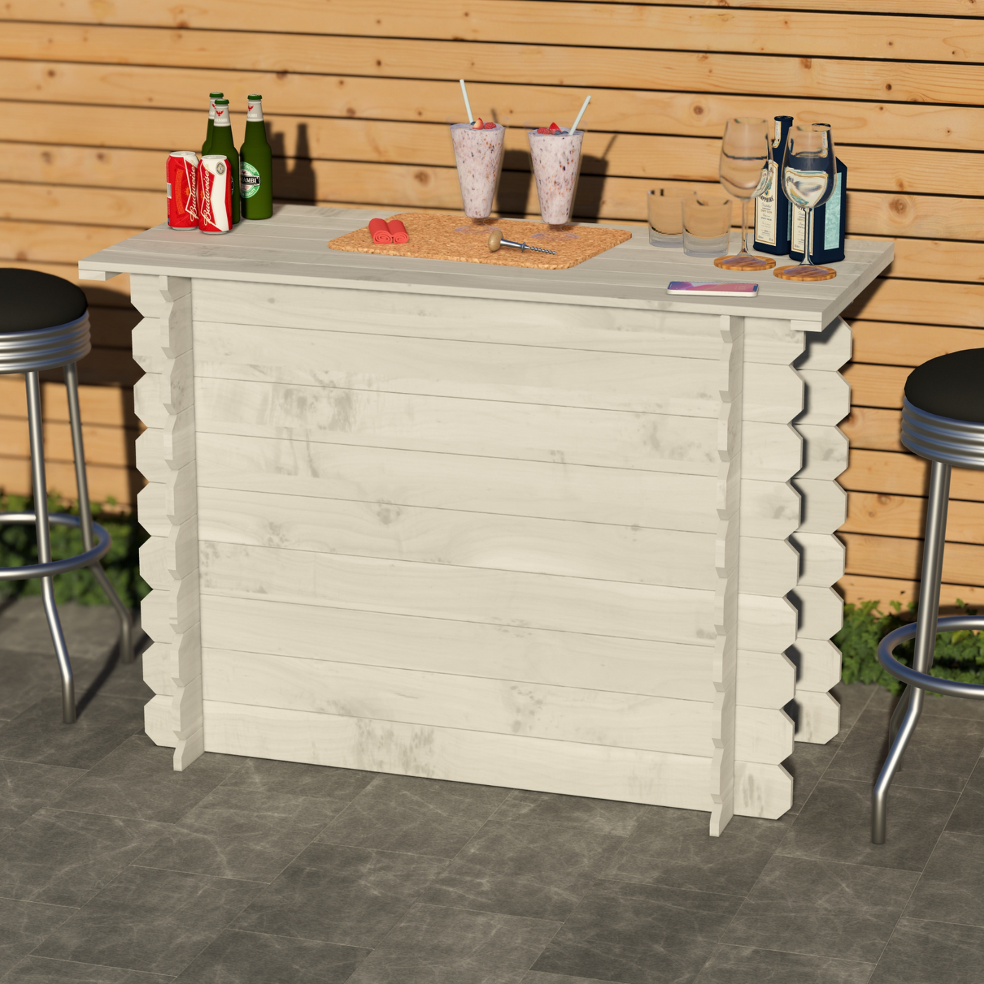 Corner Garden Bar Outdoor Wooden Interlock Drinks Bar Patio