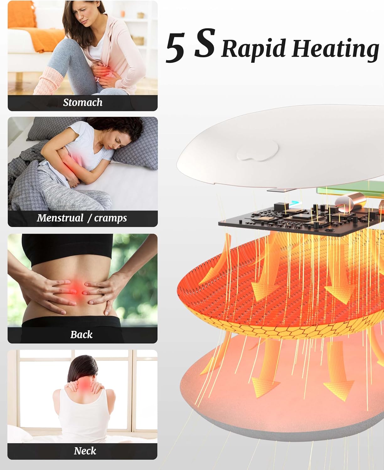 Heating Pad for Period Pain 6 Heat Massage Modes Rechargeable USB Belt (Used)
