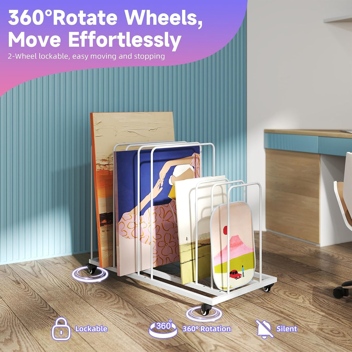 Art Drying Rack Adjustable Canvas Storage Display with Wheels lesolar Classroom