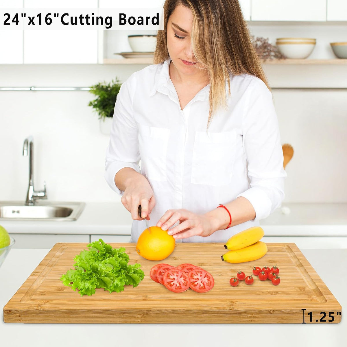 Bamboo Chopping Board 60x40x3.2cm Extra Large Thick Kitchen Cutting Utoplike