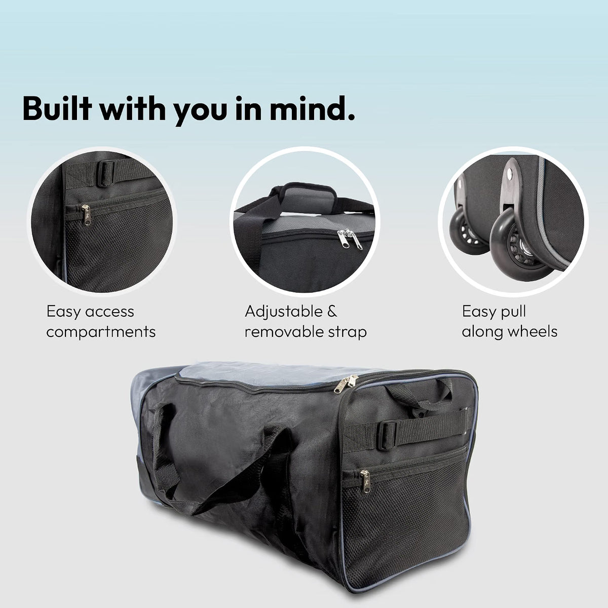 Large Foldable Suitcase Wheeled Holdall Travel Bag with Wheels Lightweight iN Bag