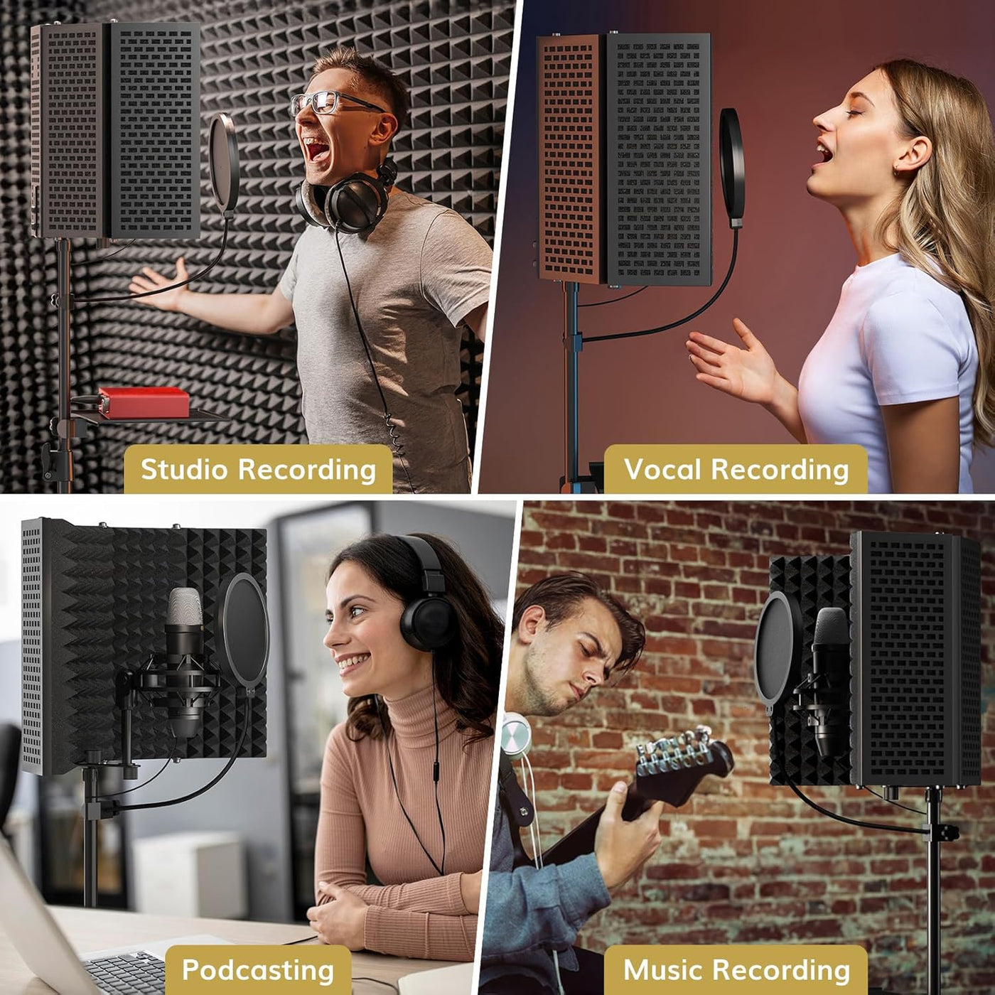 Microphone Isolation Shield Foam Pop Filter Tripod Stand Foldable TONOR Studio Kit