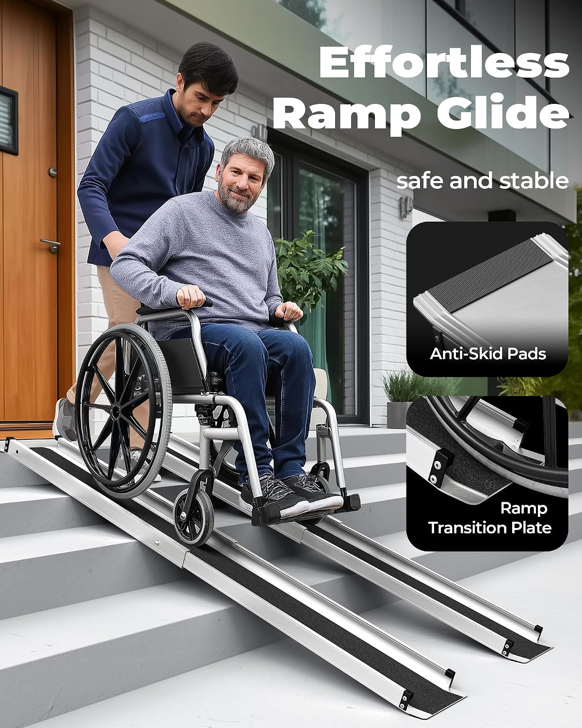 Telescopic Wheelchair Ramp 2.5FT 4FT Portable Mobility Ramp Steps Doorways Access
