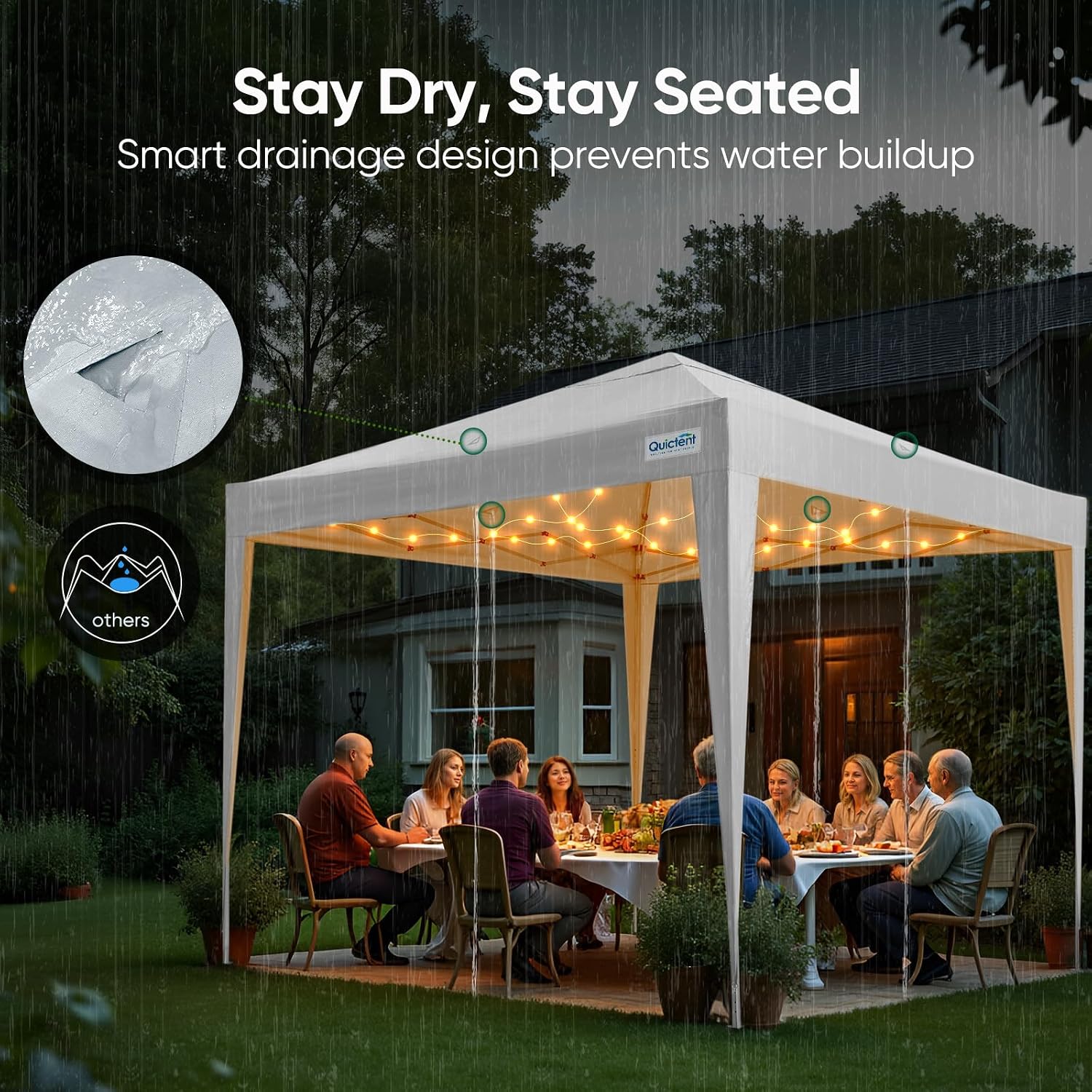 Pop Up Canopy Gazebo 3x3m Adjustable Height Event Shelter White Quictent