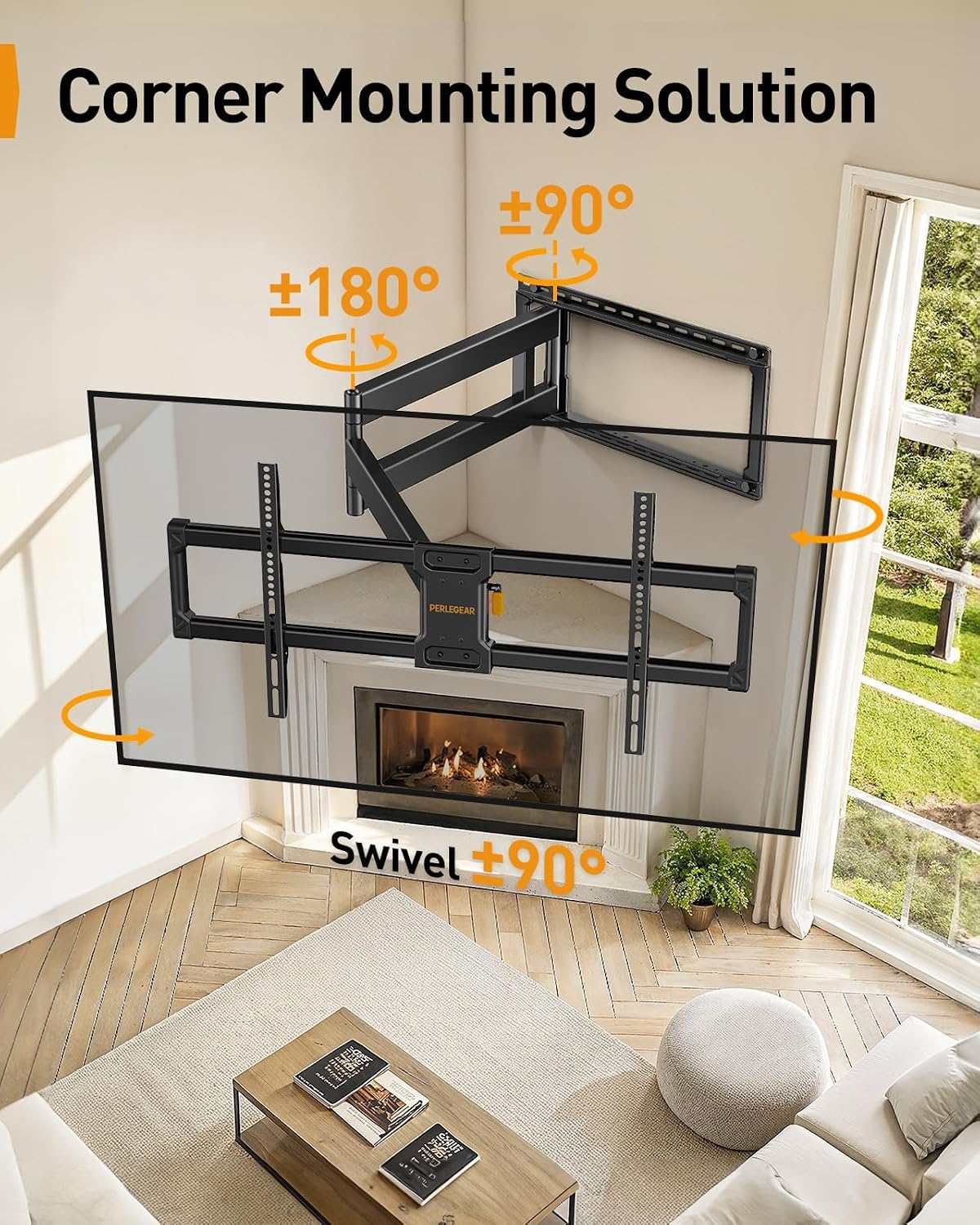 TV Wall Bracket 42-97 Inch 1018mm Long Arm 68kg Full Motion VESA 800x400 Perlegear