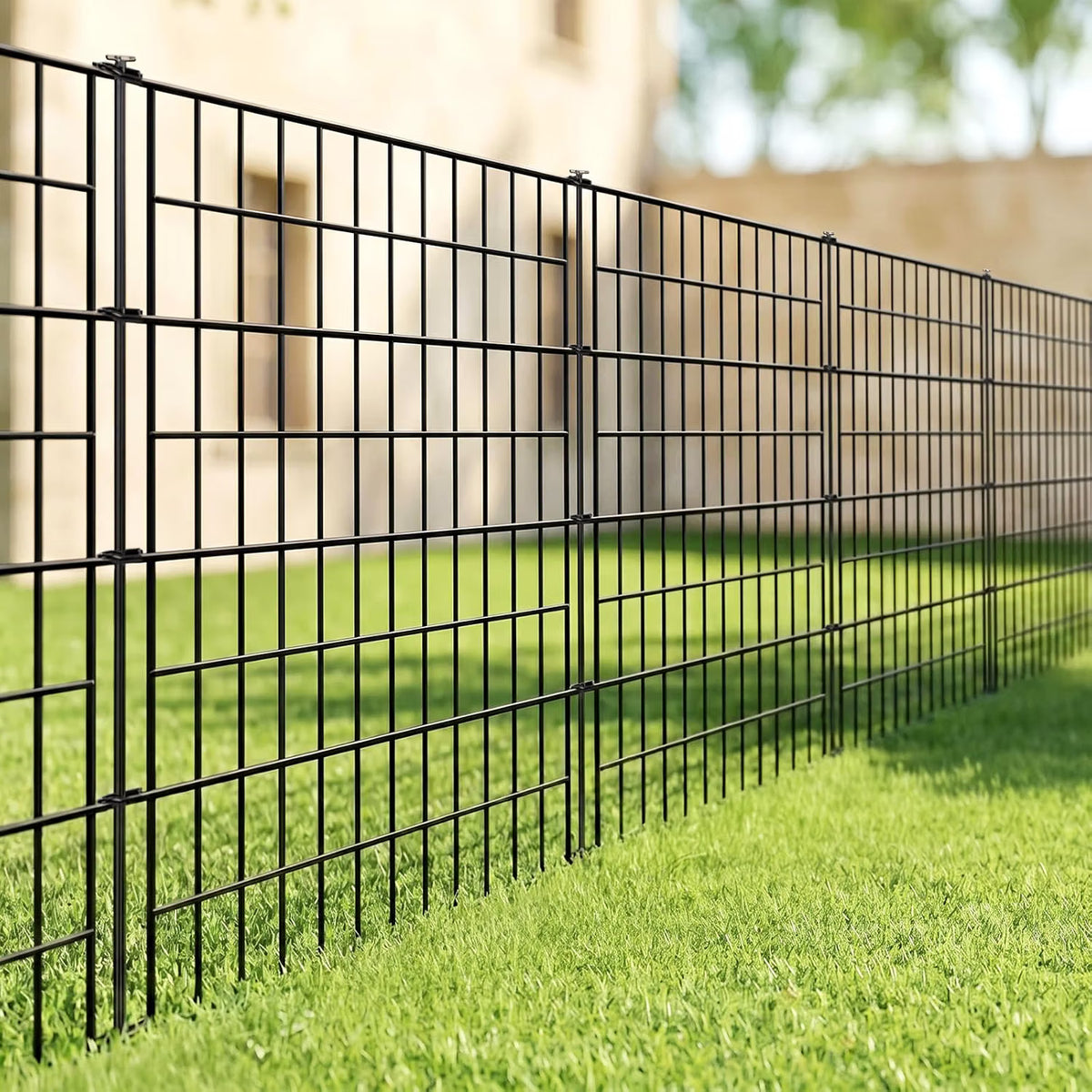 Decorative Metal Garden Fence 101cm x 3.5m 5 Panels Outdoor Border ARIFARO Black