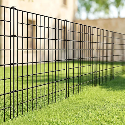 Decorative Metal Garden Fence 101cm x 3.5m 5 Panels Outdoor Border ARIFARO Black