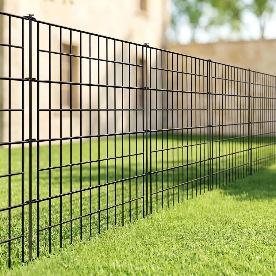 Decorative Metal Garden Fence 101cm x 3.5m 5 Panels Outdoor Border ARIFARO Black